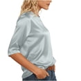 thumbnail image 4 of XAOFW Elegant Solid Color Short Sleeve T Shirt For Women Lightweight Satin Knit Tees With Crew Neck For Summer Trendy Top XL, 4 of 9