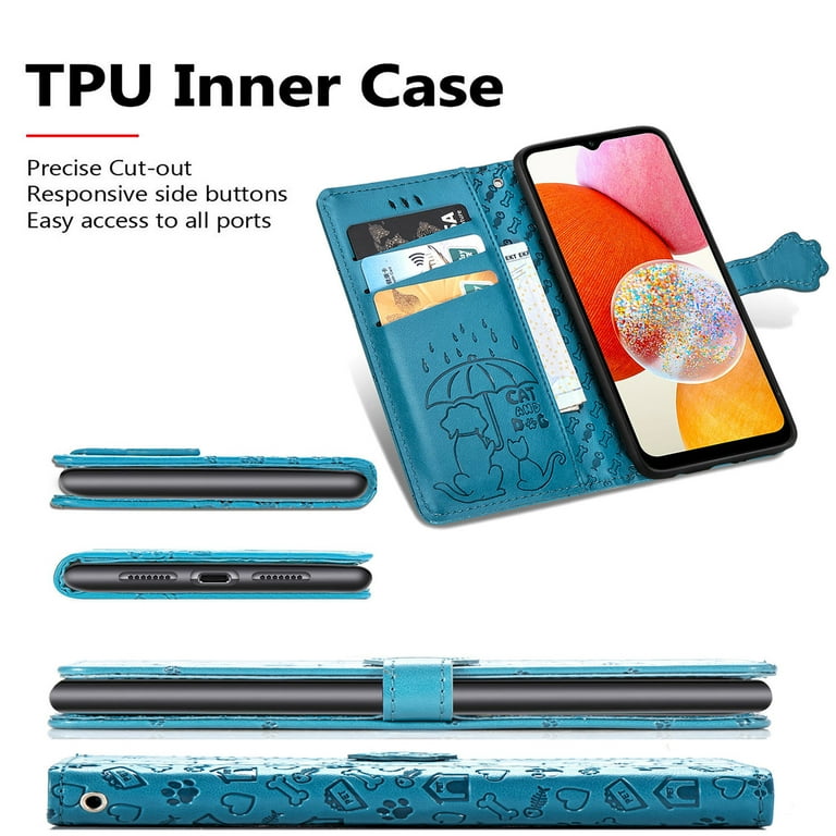 Aisenth Cover per Samsung Galaxy A7 2018/A750, Gatto, Farfalla Modello Custodia in PU Pelle Portafoglio Cover protettiva Flip Case con Funzione Supporto, Slot per schede, Grigio Viola