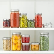 Regular-Mouth Mason Jars, with Airtight Lids, Labels and Measures - 8 oz [Set of 6] Airtight Glass Canning Jars
