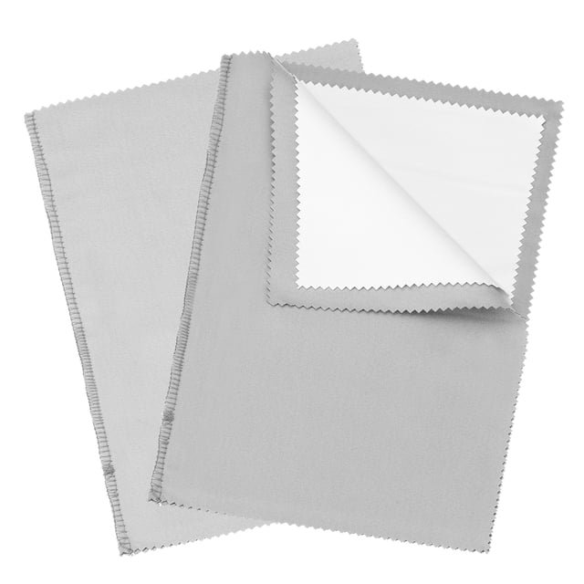 Uxcell 12.6"x9.8" Paño de limpieza de joyería, 2 paquetes de paños de pulido de algodón puro de doble capa, gris