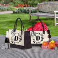 thumbnail image 4 of Fashion Canvas Handbag for Women Letter Flowers Printed Hit Color Portable, 4 of 6