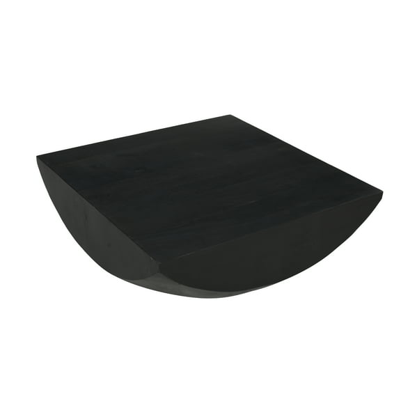 Joanie Coffee Table | 36" Square Top | Handcrafted Matte Black Mango Wood | Rounded Drum Base