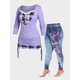 thumbnail image 1 of Camiseta a Cuadros de Talla Grande de Estampado de Flores Denim Rosegal Camisetas tallas grandes, 1 of 5