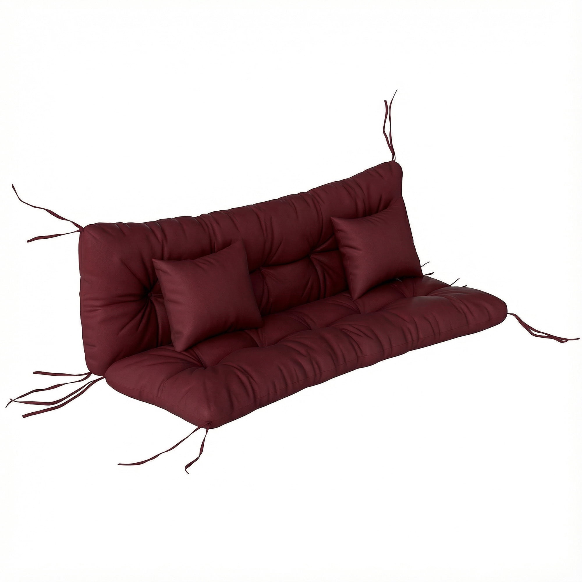 Outsunny Outdoor 1 Seat Cushion, 1 Back Cushion and 2 Pillows, for Patio Garden Furniture Seat Replacement, Wine Red