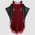 thumbnail image 4 of Xiaoxatg Vintage Dress Plus Size Gothic Style Midi with Corset Long Flare Sleeve A Line Party Wine XXXL, 4 of 5