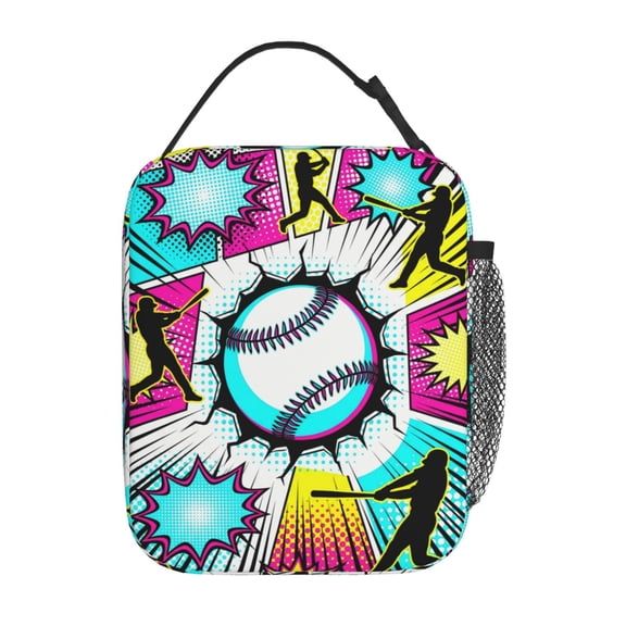 Baseball Lunch Box, Cool Reusable Insulated Lunch Bag, Cooler Tote Bag For Work Picnic Travel Office Outdoors
