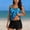 Dark Blue, variant on Two Piece Tankini Swimsuit for Women Fashion Ruched Scoop Neck Tank Tops with High Waisted Boy Shorts Summer Bathing Suits, Navy S