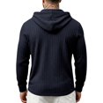 thumbnail image 6 of MiYuan Mens Henley Hoodies Textured Knit Pullover Casual Long Sleeve Knit Hooded Sweatshirt with Kangaroo Pocket, 6 of 7