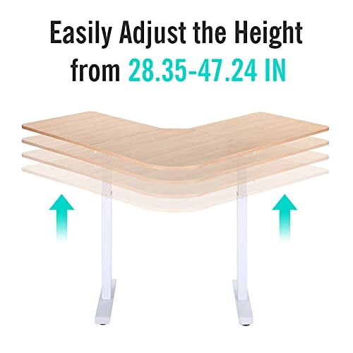 UNICOO® L Shaped Dual Motor Electric Height Adjustable Standing Desk, Computer Corner Desk, L Shaped Standing Desk, Standing Desk L Shape, Standing L Desk for Home Office (Light Oak)