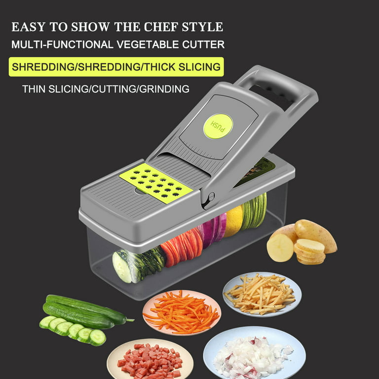  plutuus Vegetable Chopper,12-in-1 Multifunctional Veggie Chopper,Kitchen  Vegetable Slicer Dicer Cutter,Potato Onion Food Chopper with Vegetable  Peeler,Hand Guard & Container: Home & Kitchen