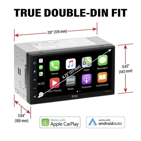 BOSS Audio - 6.75" Wireless Android Auto and Apple CarPlay Multimedia Receiver - Black