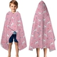 thumbnail image 3 of Pink Cartoon Unicorn Pattern Hooded Bath Towel，50"x30" for Ages 3 To 12 Kids, Quick Dry Lightweight Soft Microfiber Hood Beach Towel Cover Up for Kids, 3 of 7