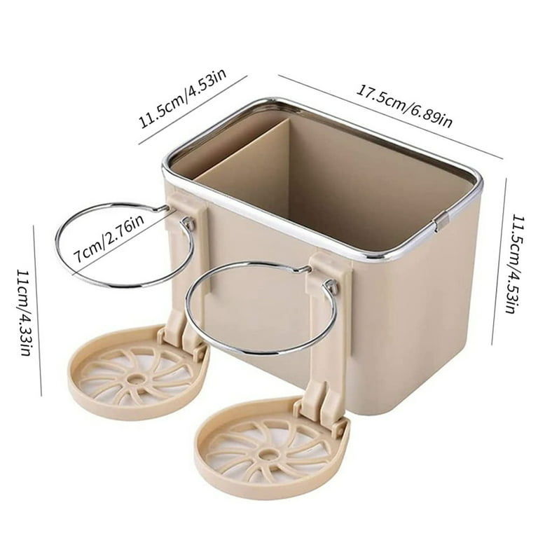Car Armrest Storage Box Water Cup Holder, Car Console Organizer with 2  Foldable Cup Holders, Universal Multifunctional Armrest Storage Box, Beige  