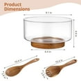 thumbnail image 4 of Large Glass Salad Bowl Set, 3.8 QT Glass Salad Bowl with Wood Base, Glass Salad Bowl with Serving Utensils, Salad Serving Bowl for Party Family Gathering, Serving Dish for Fruits Snacks Pasta, 4 of 5