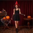 thumbnail image 5 of Womens Halloween Witch Hat with Mesh Veil, Pointed Cone Costume Hat for Party Dress Up Cosplay Haunted House, Wizard Headwear Red, 5 of 6