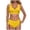 F259 Yellow, variant on Curuila Two Piece Swimsuit For Women Push Up Solid Color V Neck Bikini High Waist Swimwear Set Pink Size S