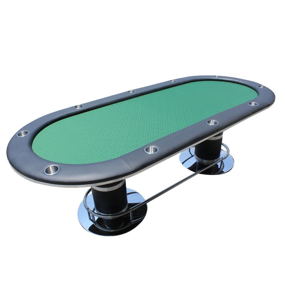 IDS POKER Poker Table for 10 Players Oval 96 x 43 Inch Cup Holders