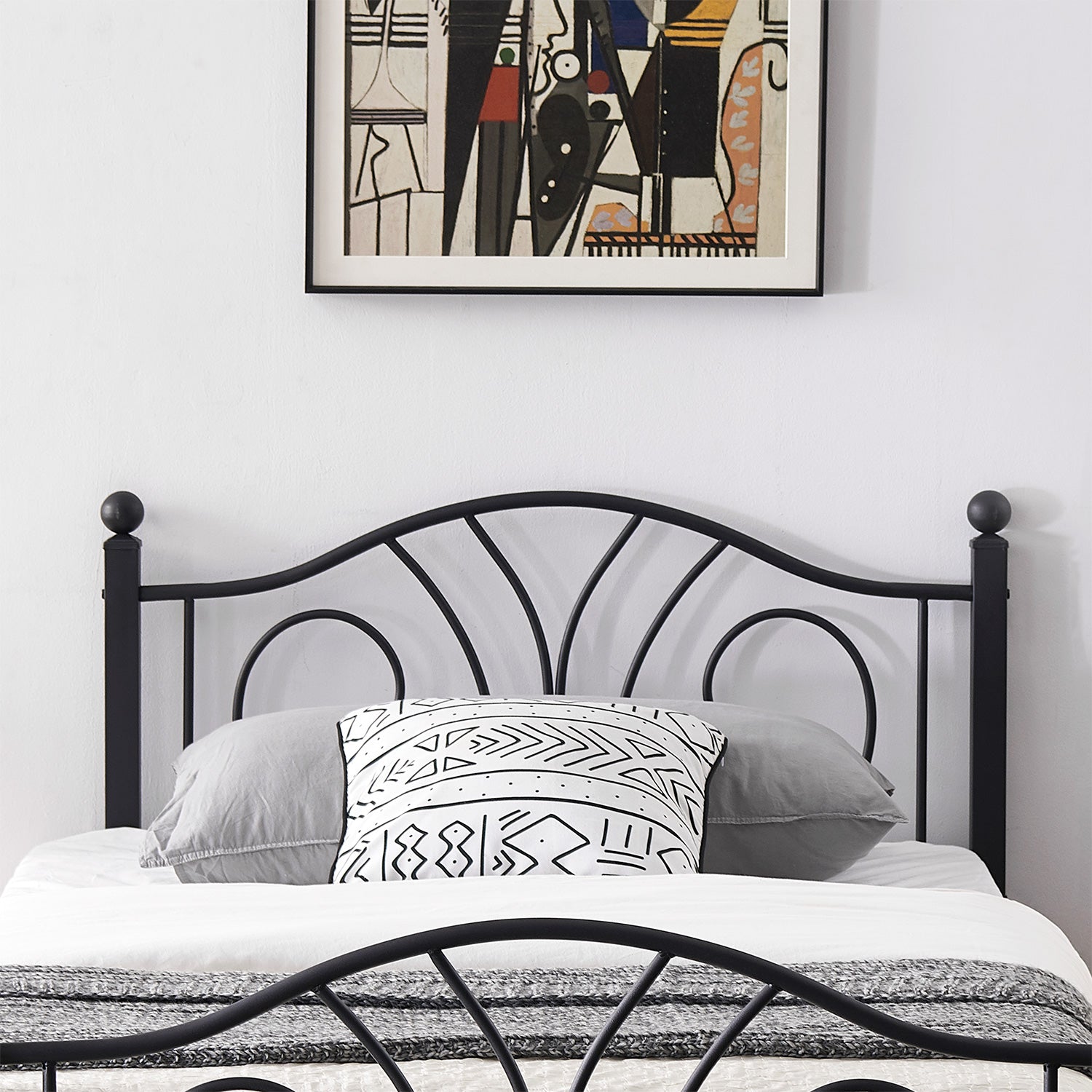 3-Piece Bedroom Sets, Twin Size Metal Bed Frame and 2 Black Nightstands - image 5 of 8