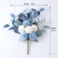 thumbnail image 2 of Artificial Blue White Ball Chrysanthemum Bouquet with Eucalyptus Leaves, Nordic Style Fake Silk Flowers for Home Table Centerpiece Wedding Decor (Light pink), 2 of 6