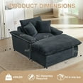 thumbnail image 3 of Lovableguy Chenille Oversized Chaise Lounge Chair Indoor with Ottoman,Corduroy Deep Seat Lounge Sofa Chair,Comfy Reading Chair for Living Room,Bedroom,Black, 3 of 9