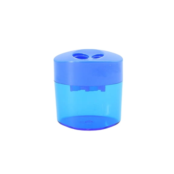 Double Hole Pencil Sharpener, Two Holes Manual pencil sharpener for Standard Pencils, Large Colored Pencils, and Makeup Pencils,Dual Holes Compact Handheld Pencil Sharpener,Blue,2x2"