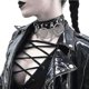 thumbnail image 3 of Leather Choker Collar, Pu Leather Punk Rock Gothic Emo O-ring Spike Rivets Choker Collar, 3 of 5