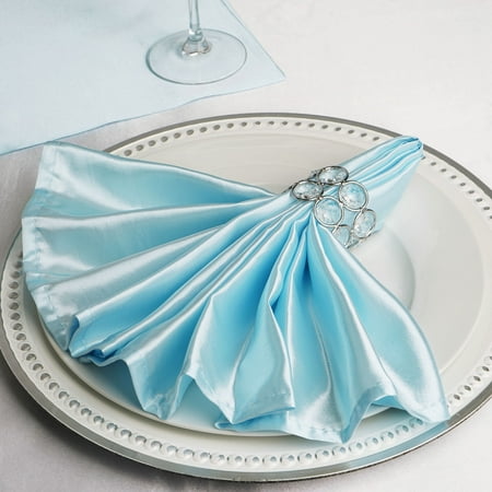 

BalsaCircle 5 Pieces 20 Light Blue Satin Napkins Wedding Party