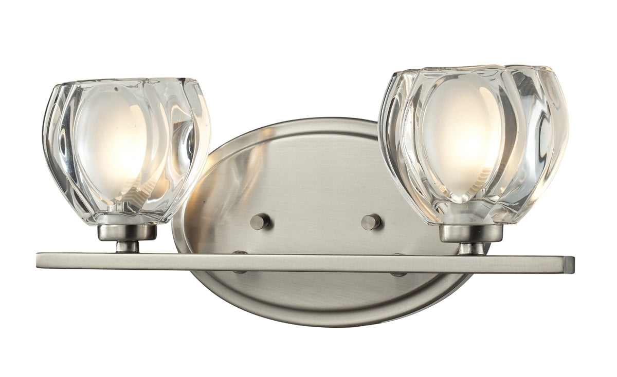 Bathroom Vanity 2 Light With Brushed Nickel Finish Steel LEDG9 Bulb 13