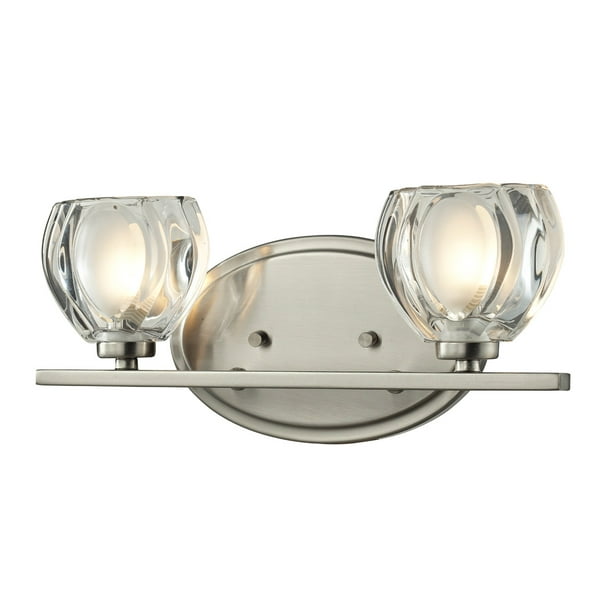 Bathroom Vanity 2 Light With Brushed Nickel Finish Steel LEDG9 Bulb 13 inch 8 Watts Walmart