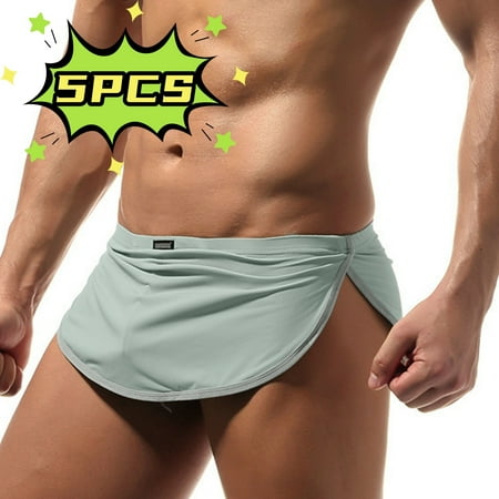 Mens Underwear  Men s Boxer Underwear  Sexy Thongs Split Sides Shorts Briefs Trunks Style UnderpantsXL  Grey 5PCS