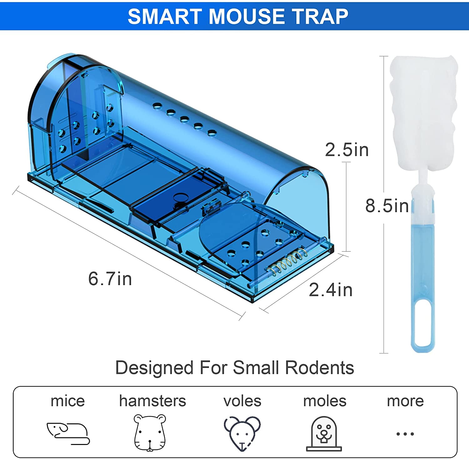 Humane Mouse Traps, Catch& Release, Reusable Rat Traps, Easy to Set and Safe for Family and Pets, No Kill for Small Rodent/Voles/Hamsters/Moles, Catcher That Works for Indoor/Outdoor, 4 Pack
