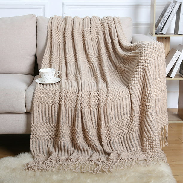  Throw Blanket with Fringe, Soft Lightweight and Breathable for Couch Bed or Sofa, 