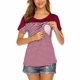 thumbnail image 4 of Blusa de lactancia Herrnalise para mujer, blusa de lactancia con cuello redondo, manga corta y rayas para embarazadas., 4 of 8
