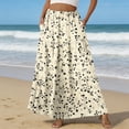 thumbnail image 2 of LWavelet Women Ditsy Floral Print Tiered Maxi Skirt Elastic Waist With Pockets Casual Spring Long Skirt Khaki M, 2 of 6