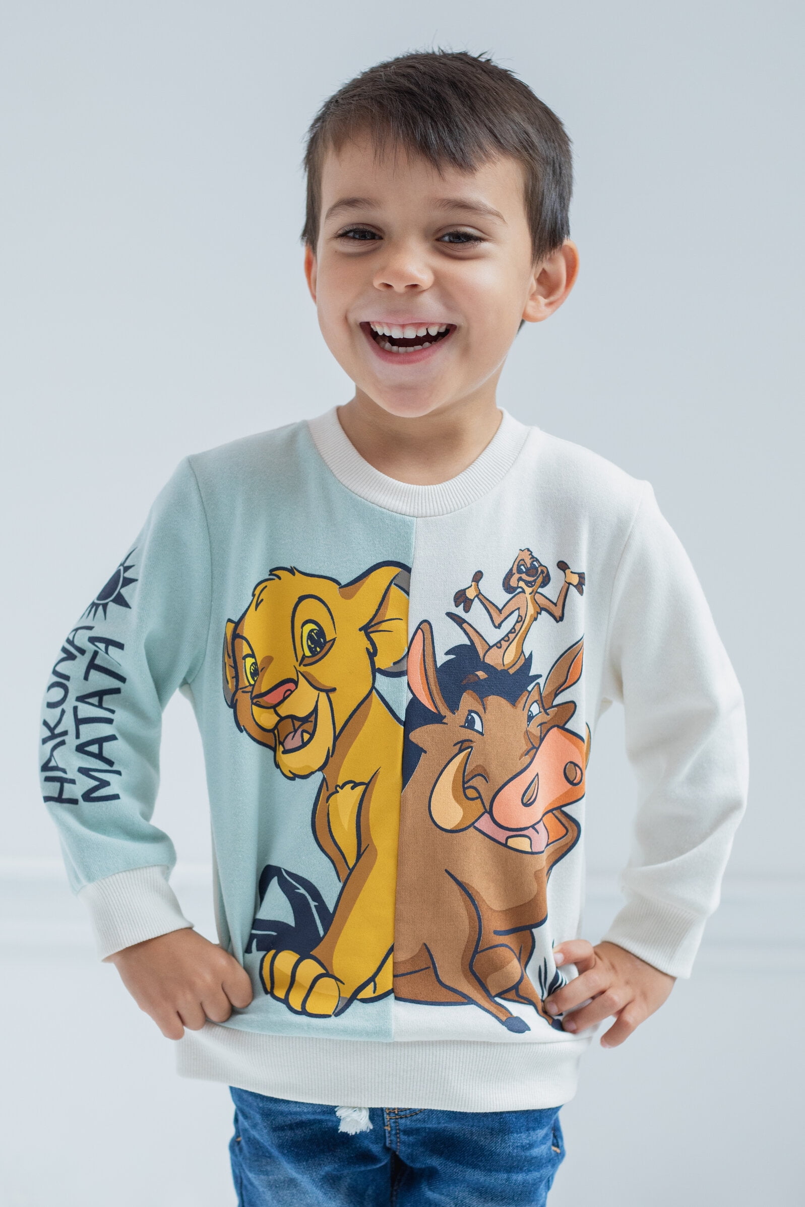 10-12 Boys King Simba Big Timon Pumbaa Sweatshirt Lion Disney