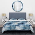 thumbnail image 3 of Designart "Elegance In Blue Ethereal Marble Harmony" Marble Bedding Covert Set - Glam Bed Set With 2 Shams, 3 of 5