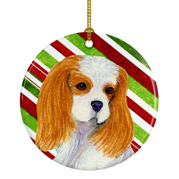 Cavalier Spaniel Candy Cane Holiday Christmas Ceramic Ornament SS4596