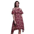 thumbnail image 1 of Bimba Robe Tunique de Fête à Manches Flottantes Imprimé Floral Rouge pour Femmes Épaules Dénudées Midi - TTTG, 1 of 1