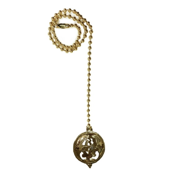 Royal Designs 24 Inch Adjustable Ceiling Fan Pull Chain Extension with Glimmering Star Ornament, Polished Brass