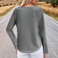 thumbnail image 4 of Women'S Pineapple Lace Stitching Top T-Shirt Solid Color Long Sleeve Round Neck Pullover Casual Top Grey XXL, 4 of 6