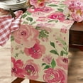 thumbnail image 5 of Spring Summer Watercolor Flower Table Runner, Pink Peony Floral Kitchen Dining Table Decor, Seasonal Burlap Home Decoration Indoor Outdoor Party Supply 13 x 72 Inches, 5 of 6