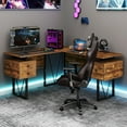 thumbnail image 4 of Gymax 59'' L-shaped Computer Desk w/ Charging Station Corner Desk Sturdy Metal Frame, 4 of 10