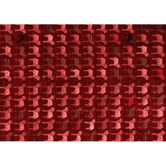 Ahgly Company Indoor Rectangle Abstract Red Modern Area Rugs, 7' x 9'