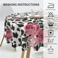 thumbnail image 3 of Round Tablecloth 60 Inch, Pink Rose Table Cover (Fit for 20"-47" Table), Soft Fabric Washable Wrinkle Resistant Table Cloths for Parties Kitchen Family Gatherings Home Decor, 3 of 6