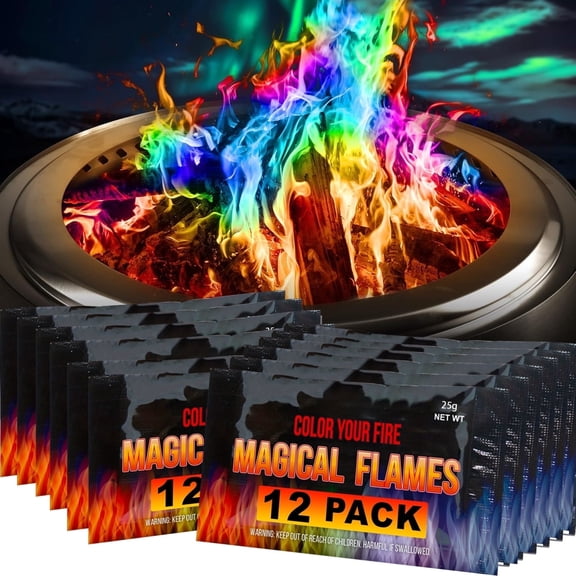 Magic Campfire Fire Color Changing Packets for Fire Pit (Multiple Packaging) Outdoor Fireplaces & Bonfires, Rainbow Colored Flames - Perfect Camping Essential & Accessories