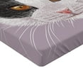 thumbnail image 2 of Ambesonne Animal Fitted Sheet, Pet Cat Kitty Portrait, Queen Size, Lilac Black White, 2 of 3