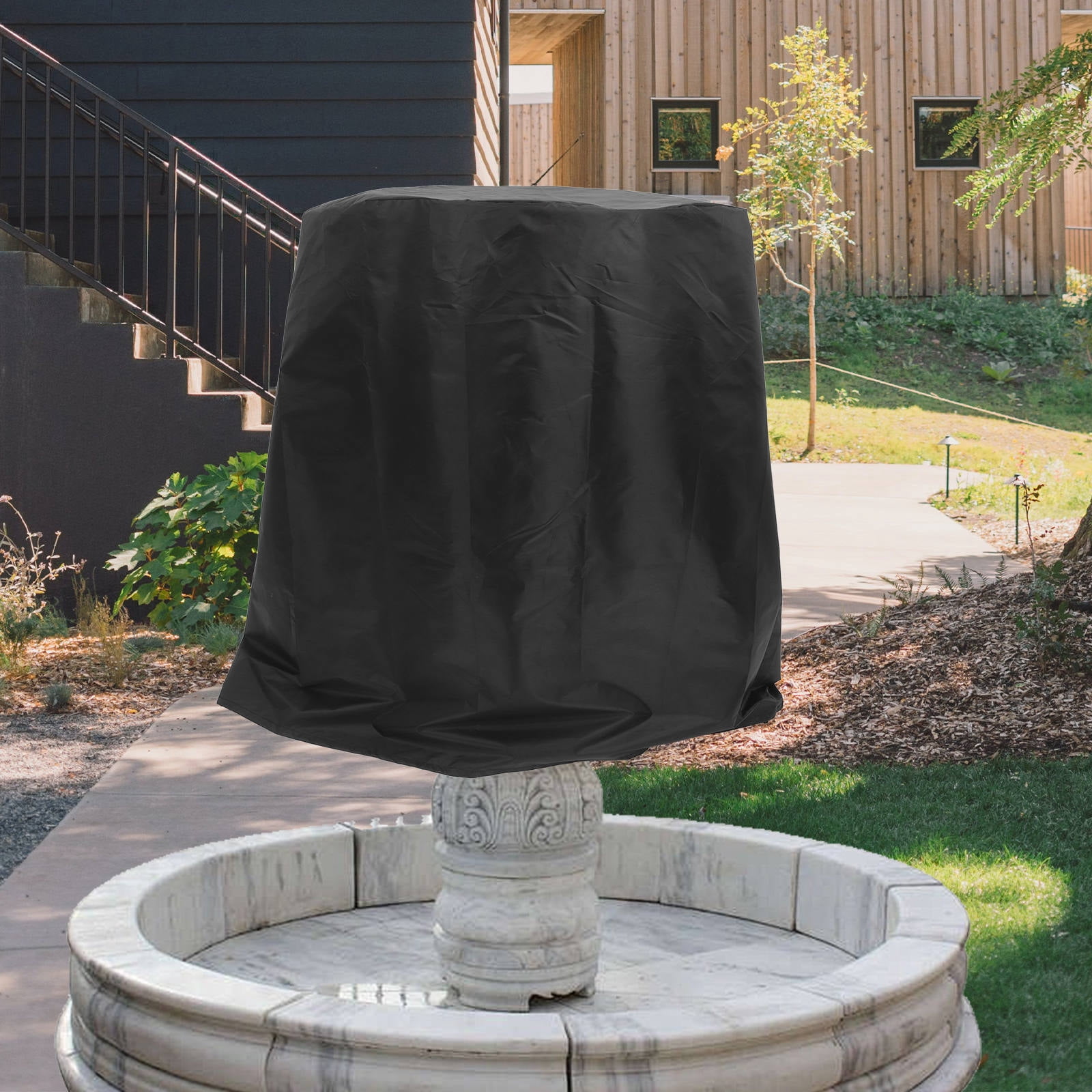 Hytrove Black Oxford Fabric Outdoor Bird Bath Cover, Weather-Resistant Garden Protector, Shield, 1 Piece