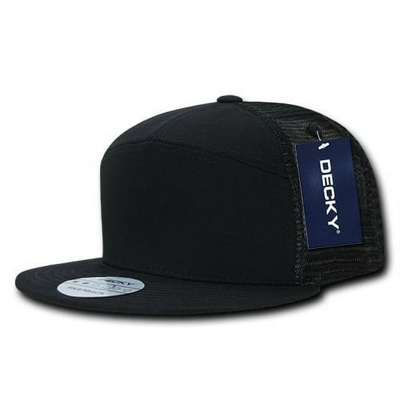Decky 1133 7 Panel Trucker Caps, Black