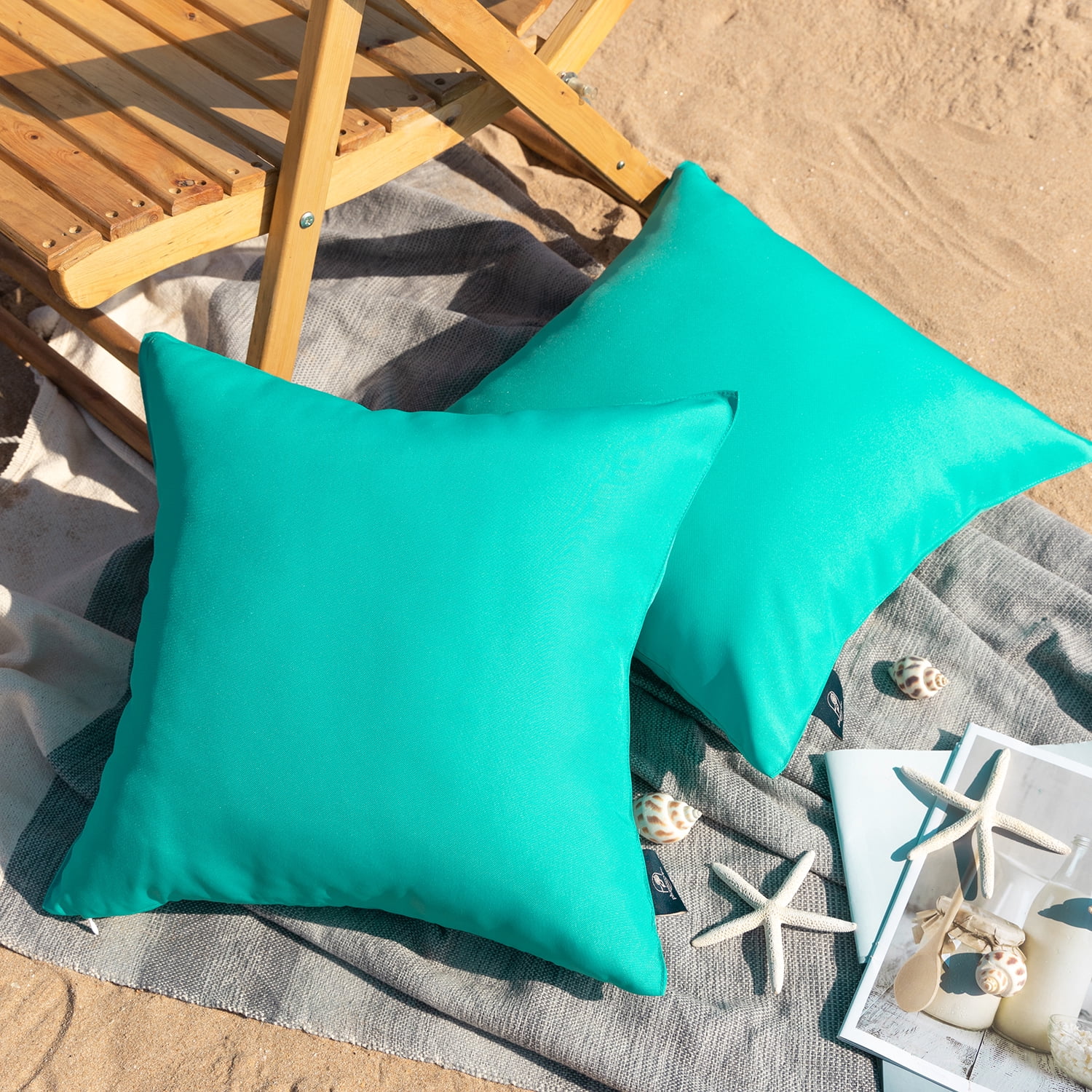 Phantoscope Outdoor Waterproof Decorative Throw Pillow, 20" x 20", Turquiose, Pack of 2