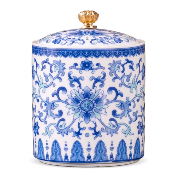 Floral Spice Jar, Ceramic Salt Holder Container for Countertop, Airtight Spice Jar, Kitchen Storage Dish